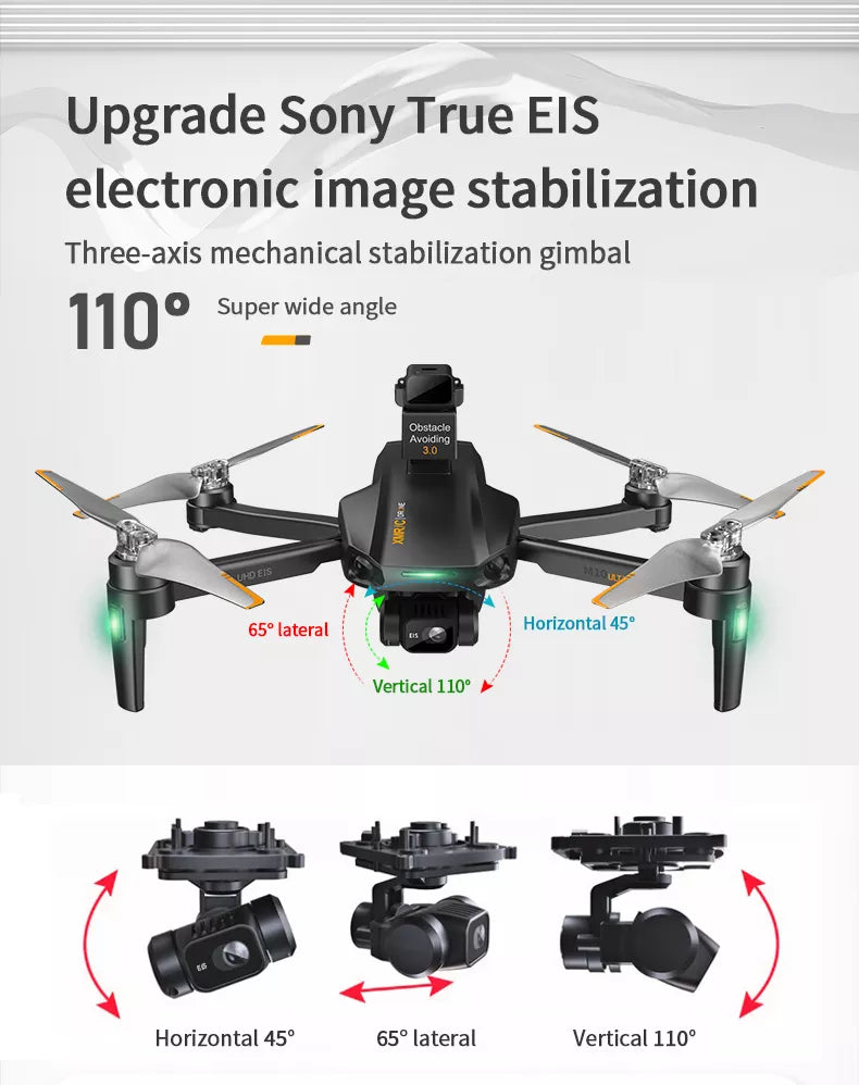 M10 Ultra Drone, Sony True EIS electronic image stabilization gimbal 1108 Super wide angle Obstaci