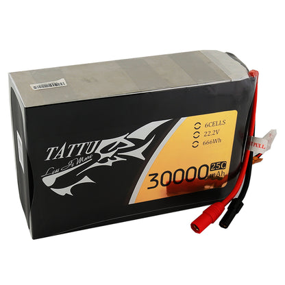 Tattu G-Tech 30000mAh 6S 22.2V 25C Lipo Battery Pack With AS150+XT150 Plug