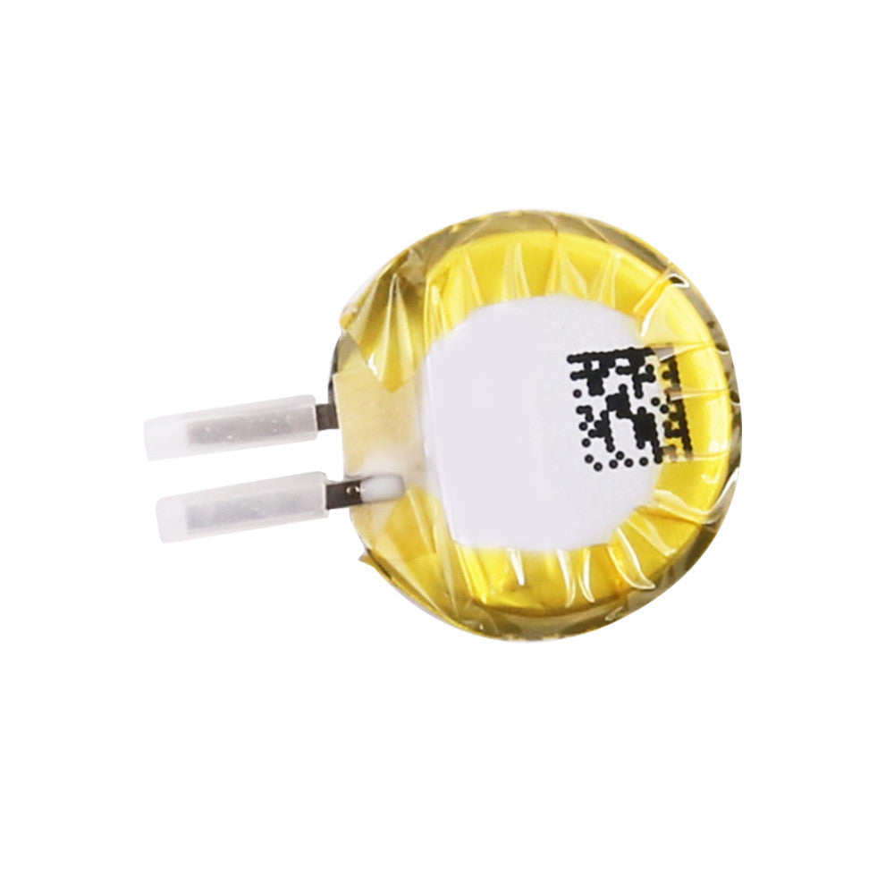 Grepow 5516015 3.7V 100mAh LiPo Battery, Grepow 3.7V 100mAh round LiPo battery cell with yellow wrap and two solder terminals