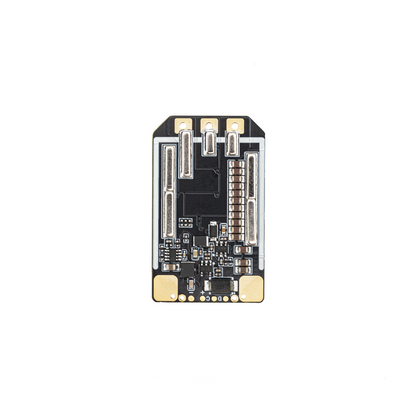 Top-down view of ESC component side with three large battery/motor pads and capacitors
