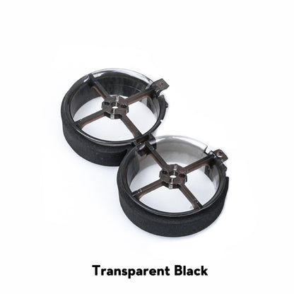 Flywoo CineRace20 double duct drone frame set in transparent black with two circular prop ducts