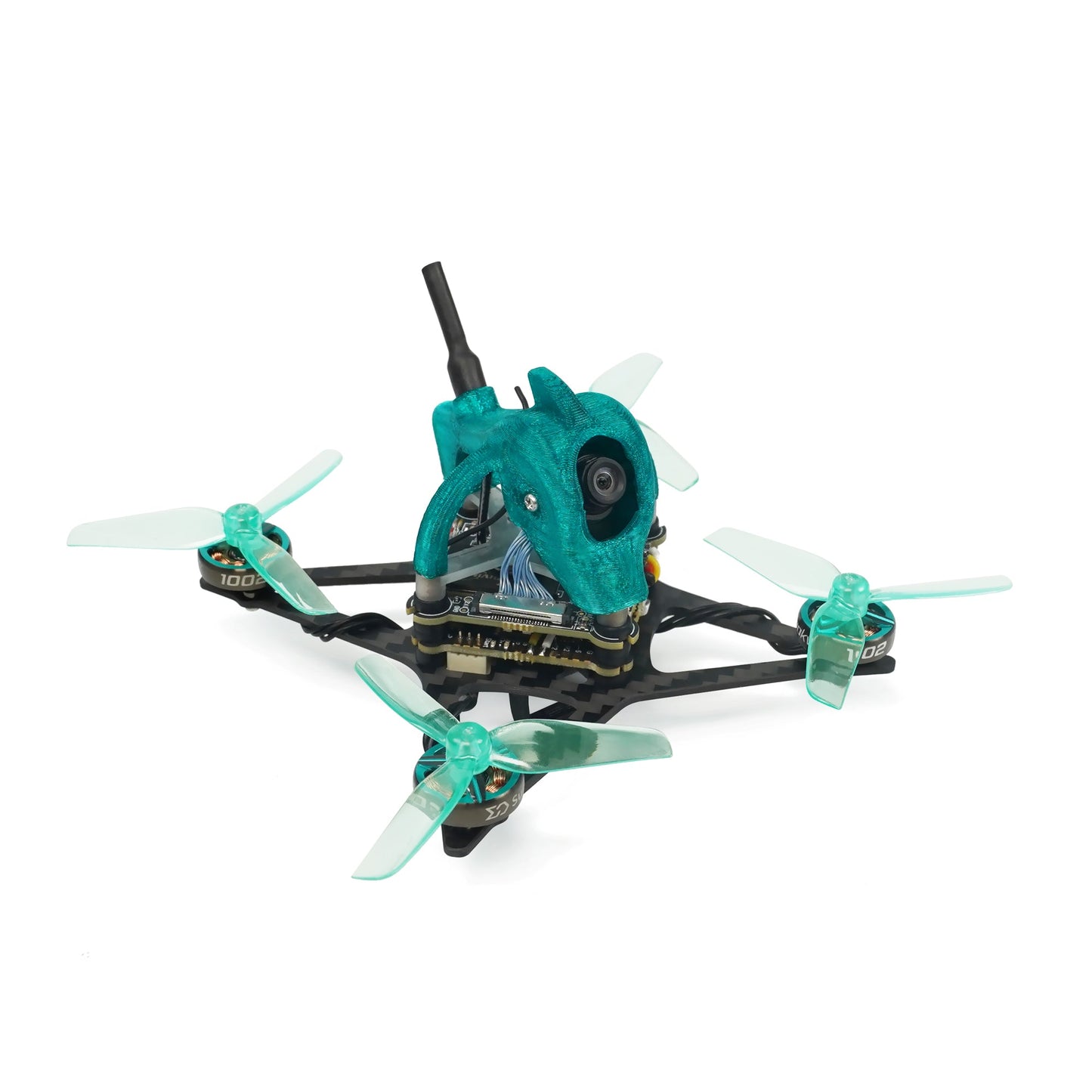 Nanofly20 HDZero 1S A30 micro drone angled view showing camera canopy, antenna, and carbon frame arms
