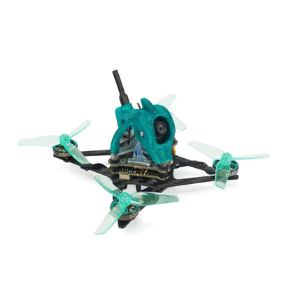 Nanofly20 HDZero 1S A30 micro drone angled view showing camera canopy, antenna, and carbon frame arms