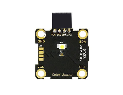 Front view of Yahboom ZC-CLS381 I2C RGB color sensor board with LED and VCC/SCL/SDA/GND pads