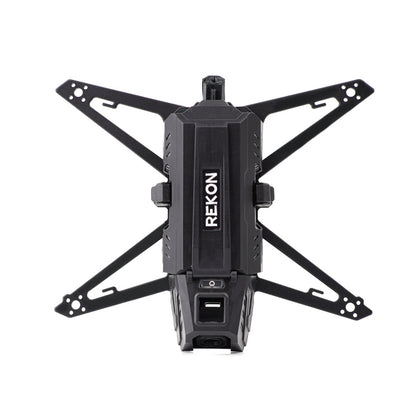 Top-down view of Rekon35 V2 frame showing carbon fiber arms and REKON top shell layout