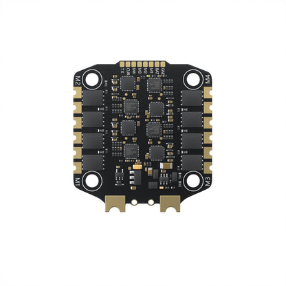 GEPRC TAKER H65 8S 32-bit 65A 4-in-1 ESC, Compact 30.5x30.5mm 4-in-1 ESC board for 3–8S LiPo, labeled M1–M4 outputs, gold contacts, TX/CUR/BAT/GND pins, supports DShot.