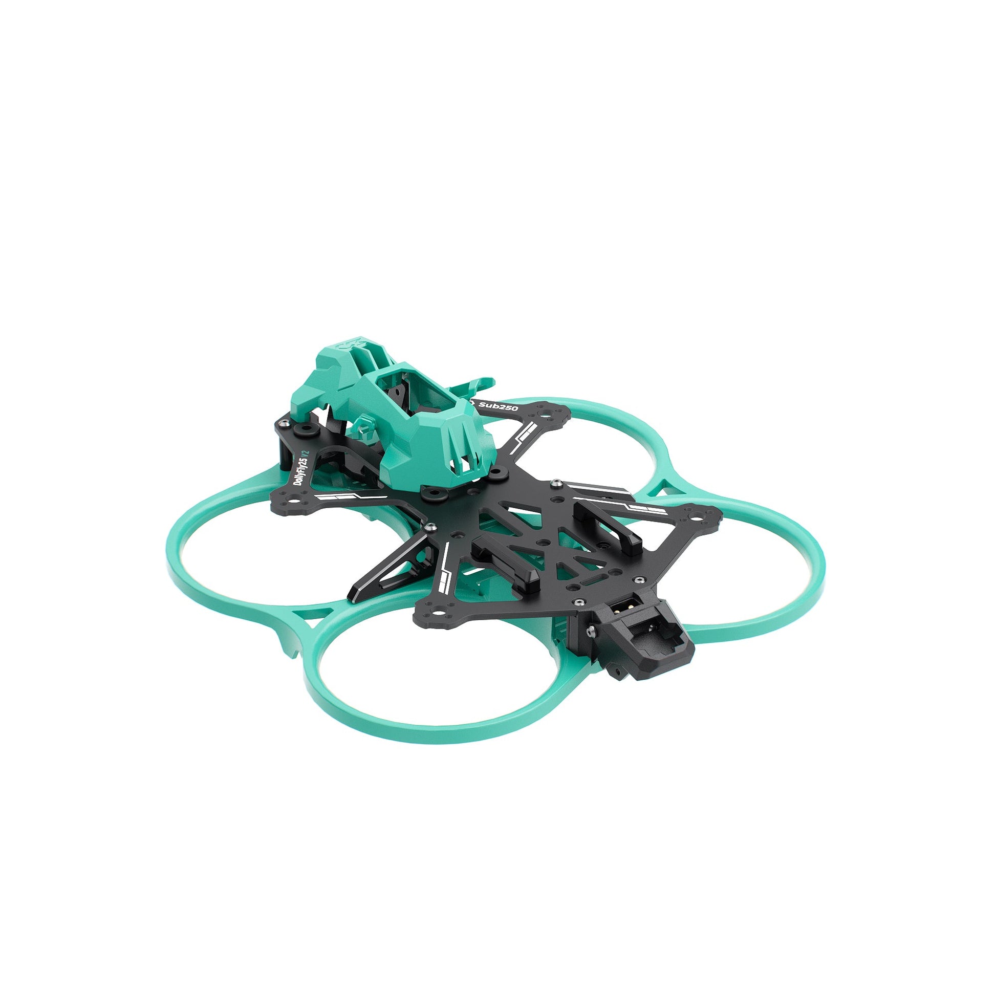 DollyFly25 DF25 V2 120mm frame with prop guards, rear mount section shown in angled view