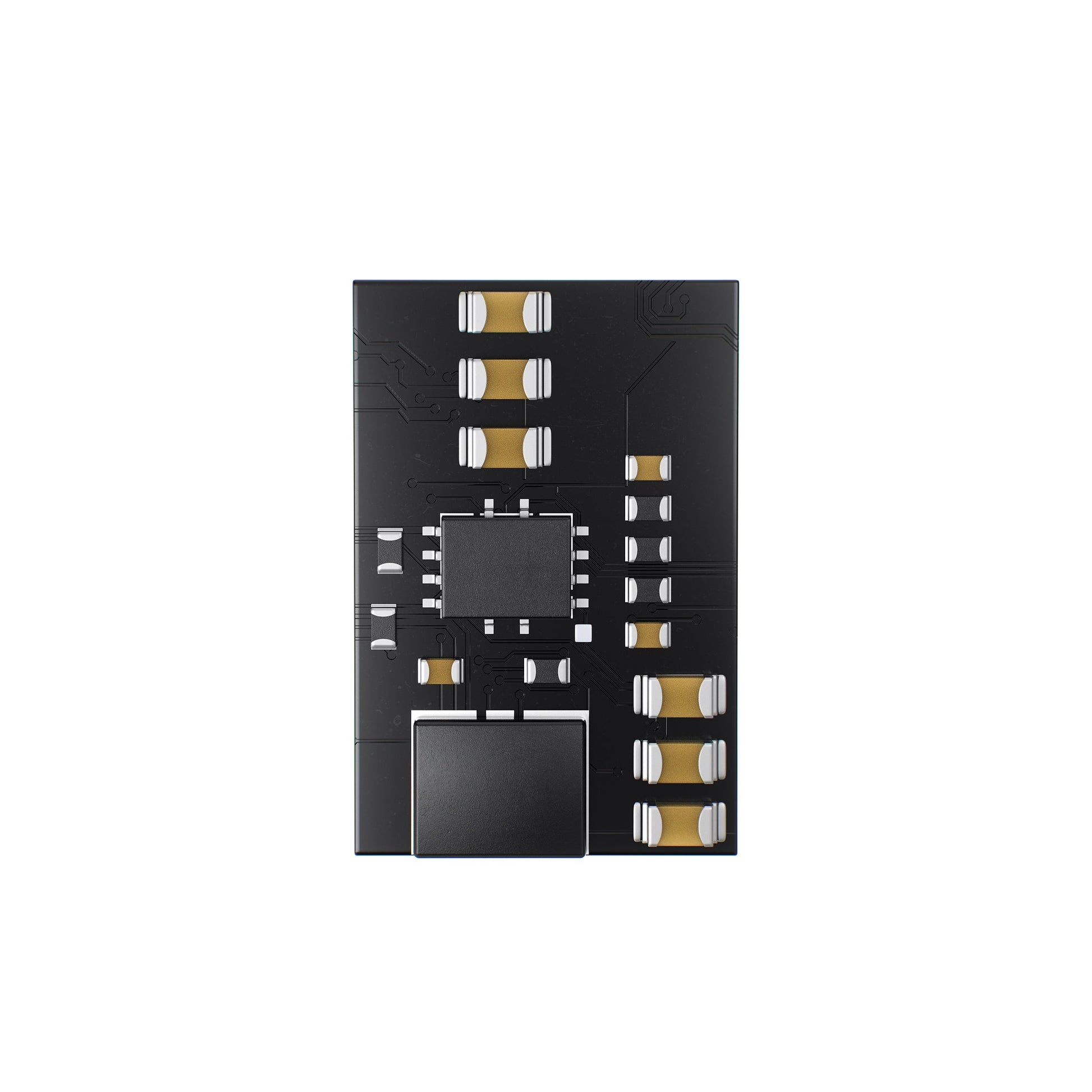 Bottom side of BEC PCB showing IC and surface-mount components layout