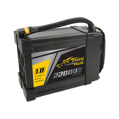 High-capacity lithium-ion battery pack with 12 cells and 44.4V output for powering devices.