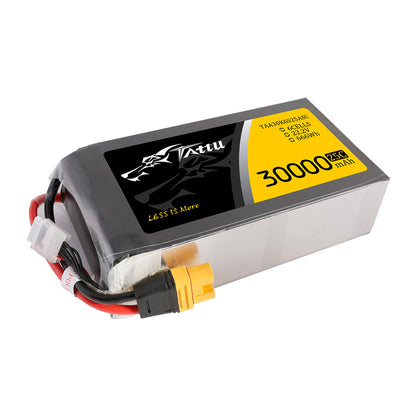 Tattu G-Tech 30000mAh 6S 22.2V 25C Lipo Battery, Lithium-ion battery pack with high capacity and reliability for various uses.
