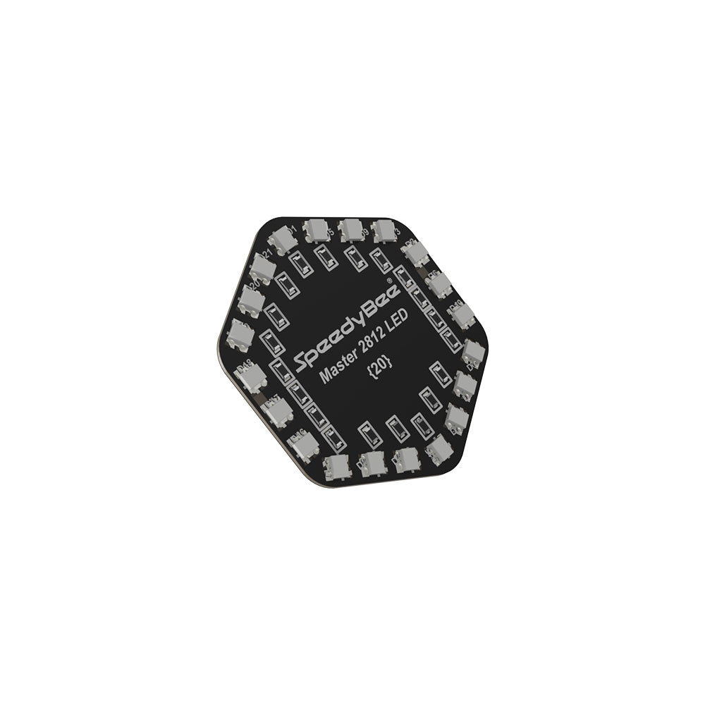 SpeedyBee Master 2812 LED board with 20 addressable LEDs arranged around the edge on a compact PCB