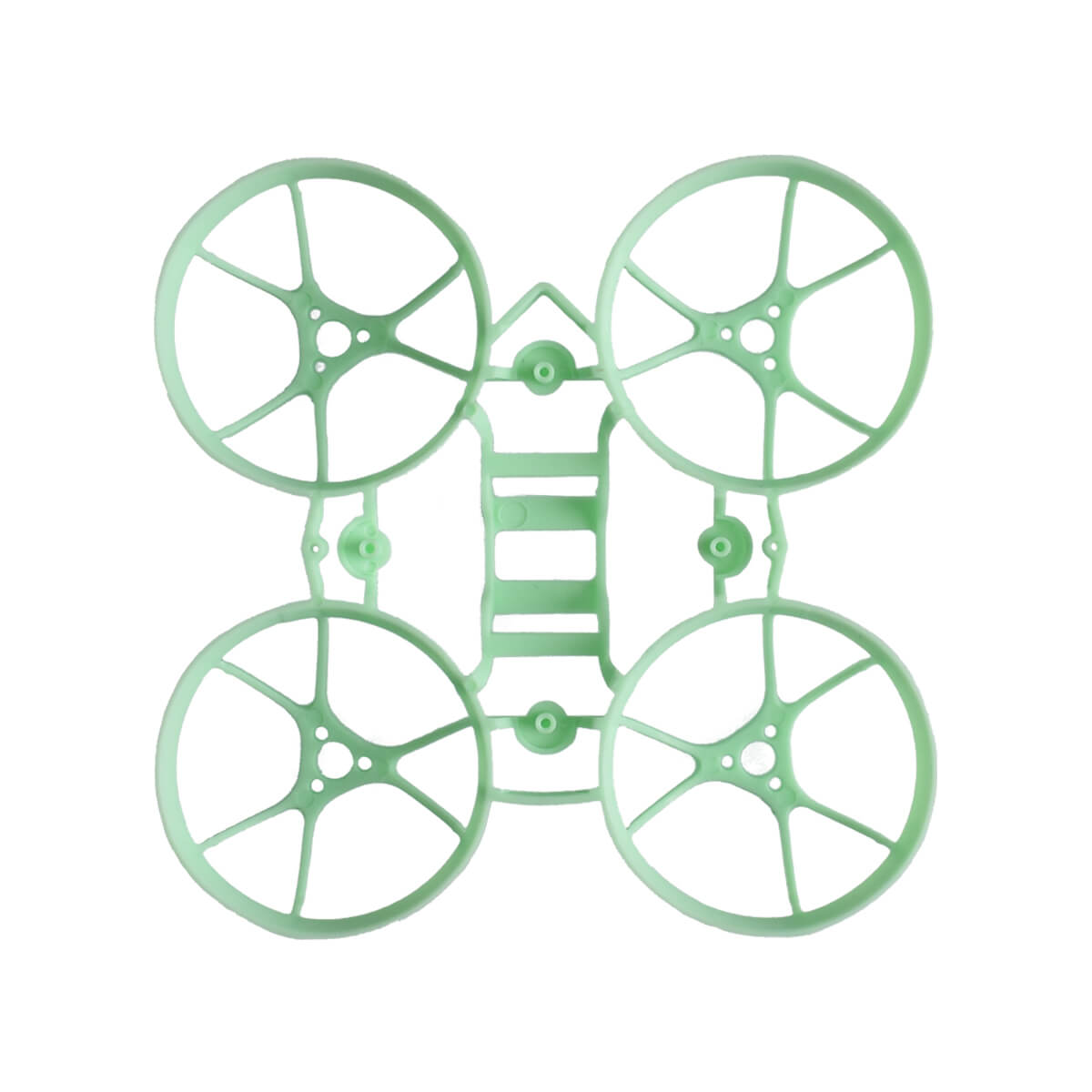 Meteor65 micro whoop frame 65mm, top-down view showing prop guard ducts in mint green
