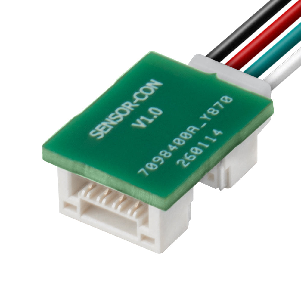 Close-up of ERS Sensor UART to Dual PWM Adapter PCB marked SENSOR-CON V1.0 with white connector