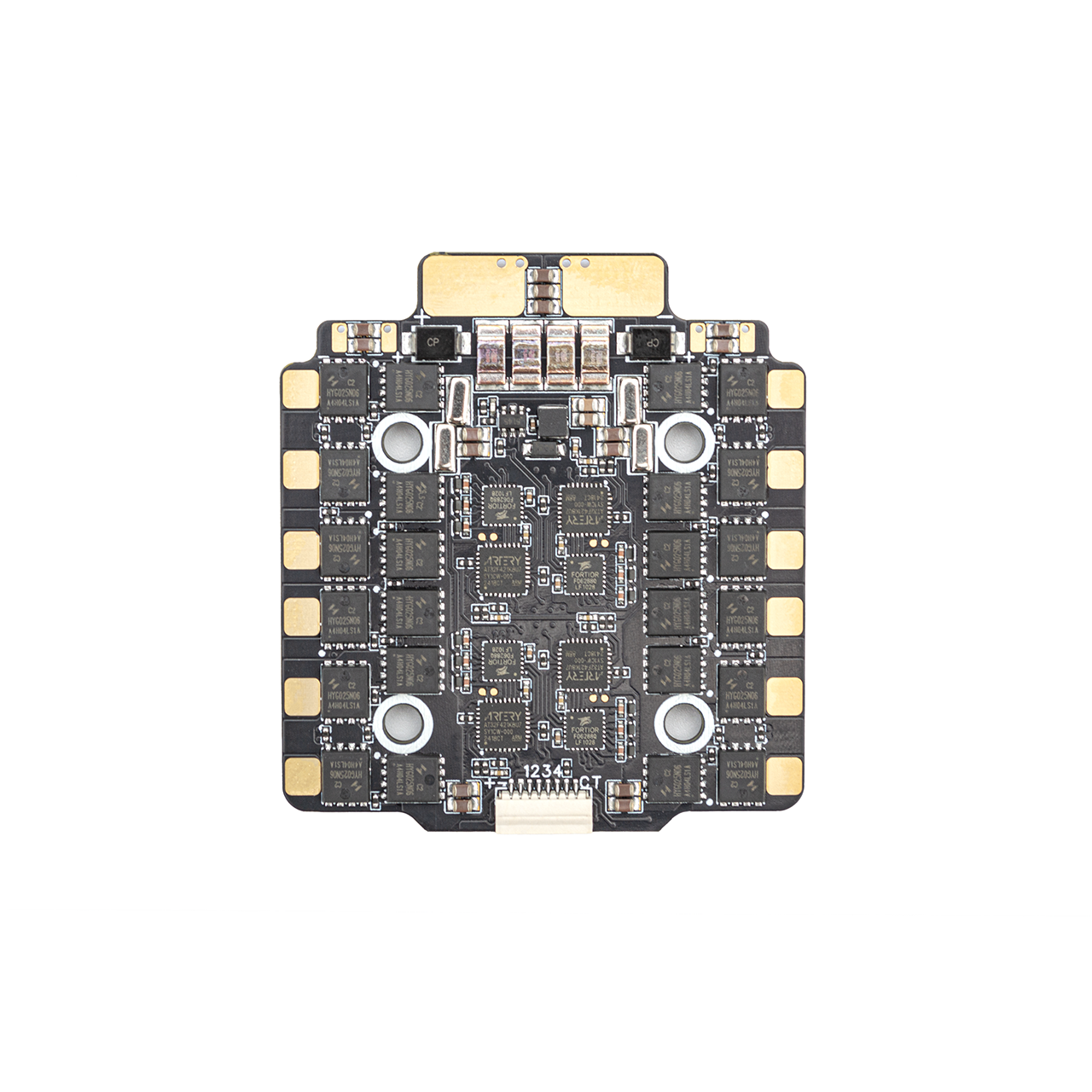 OddityRC Vortex S90 90A 8S 4-in-1 ESC bottom side view with MOSFETs, ICs and JST connector