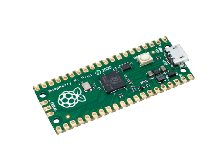برد میکروکنترلر Raspberry Pi Pico H، با RP2040، دارای ۲۶ پین GPIO، حافظه فلش ۲ مگابایت، هدرهای لحیم‌شده و پورت USB Type‑C
