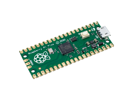 برد میکروکنترلر Raspberry Pi Pico H، با RP2040، دارای ۲۶ پین GPIO، حافظه فلش ۲ مگابایت، هدرهای لحیم‌شده و پورت USB Type‑C