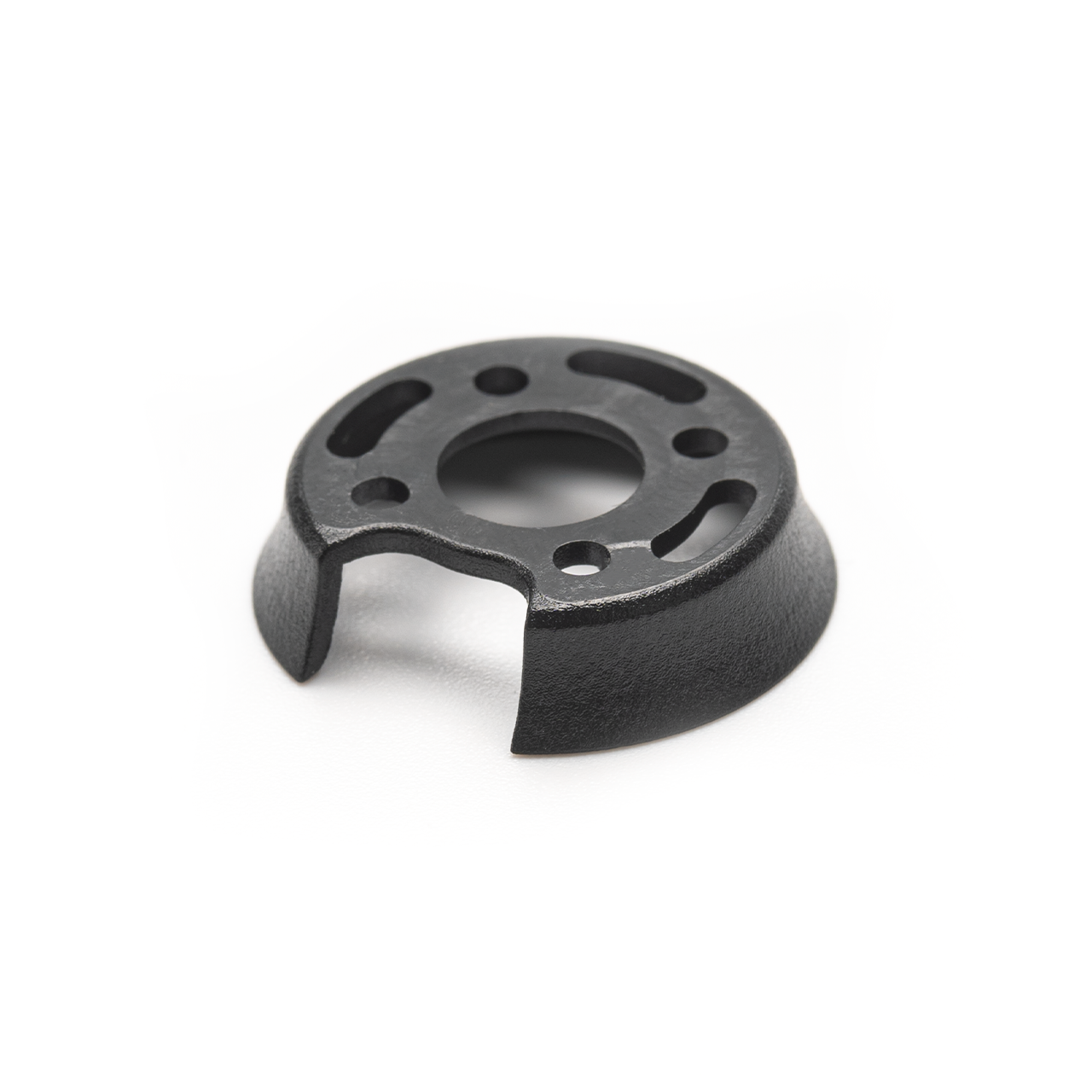 OddityRC Motor Cover single piece, angled view showing cutout opening and mounting holes