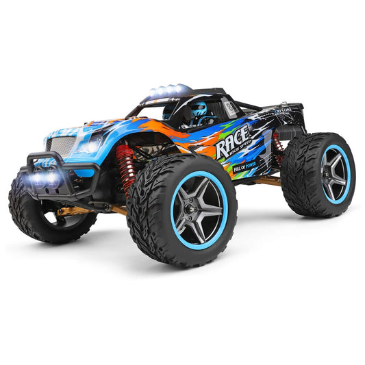 Wltoys 104019 1/10 2.4GHz 4WD Brushless RC Car 55KM/H High Speed Off-Road Monster Truck with 3660 Motor & Metal Gears - Black Blue