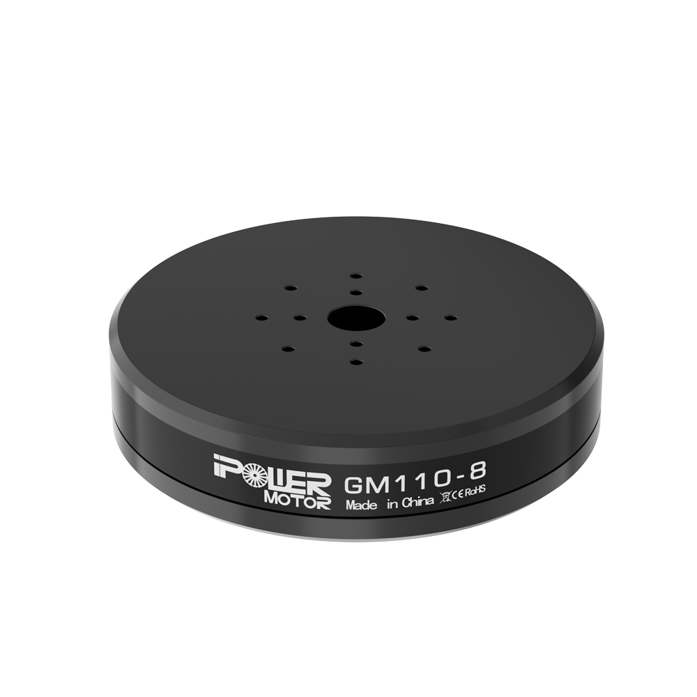 iFlight GM110-8 brushless direct-drive gimbal motor with round black housing and multi-hole mounting plate