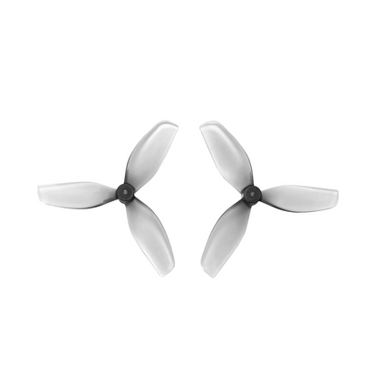HQ Ultralight Whoop Prop 40mm grey 3-blade set, two props shown (CW and CCW)