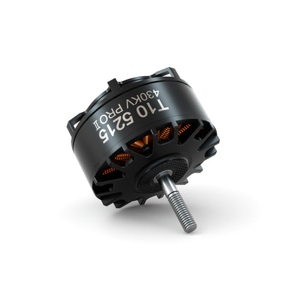 BrotherHobby Tornado T10 5215 Pro II 430KV brushless motor with black housing, visible copper windings and threaded shaft