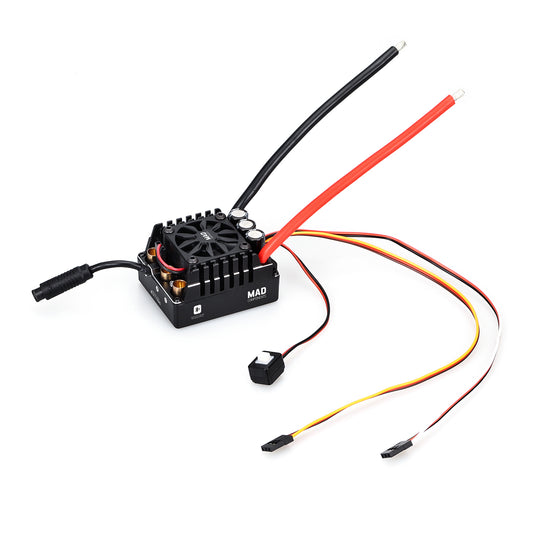 MAD MAX4 160A HV 3-6S Brushless Sensored ESC, MAD MAX4 160A brushless sensored ESC with cooling fan, heat sink, and red/black power leads with signal wires