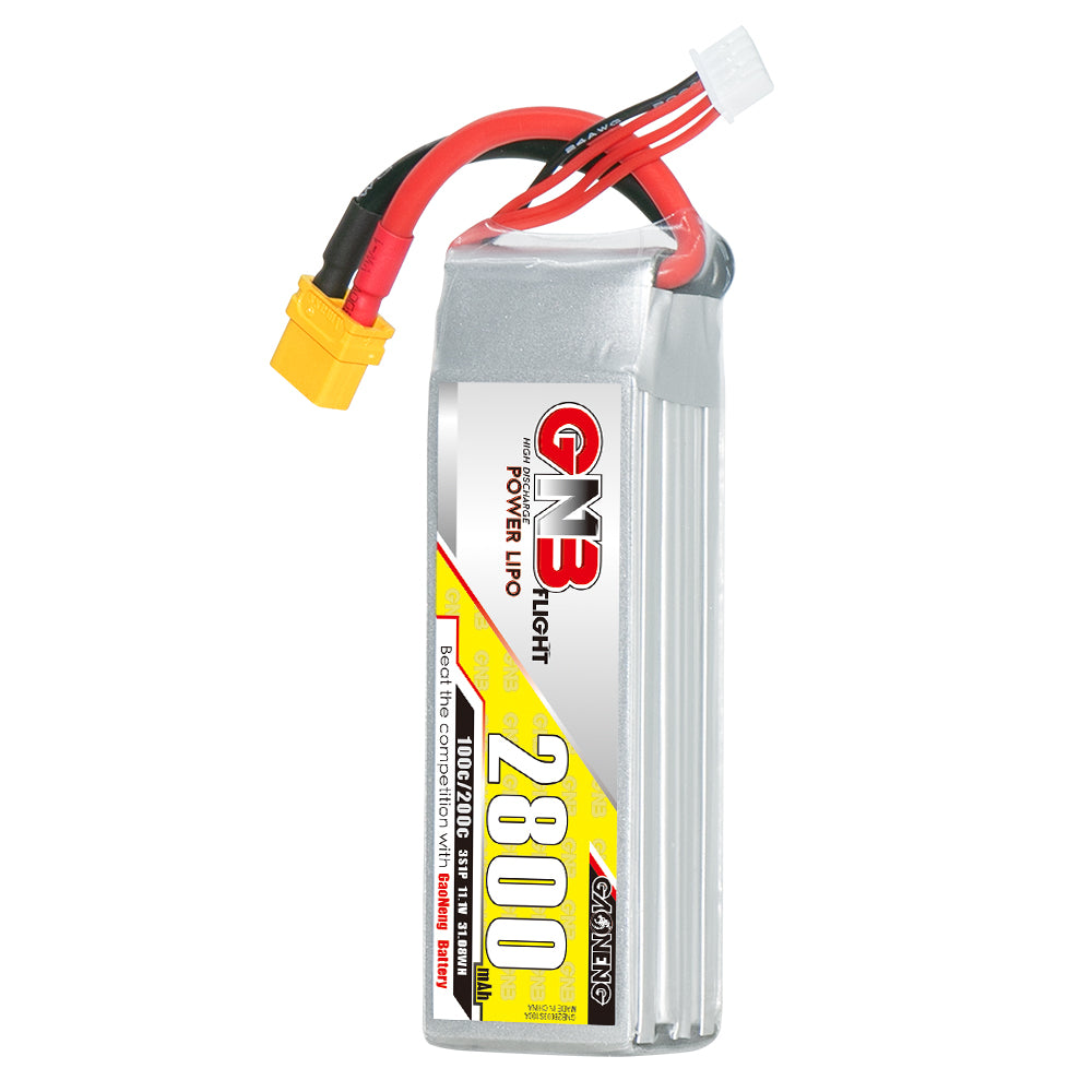 GAONENG GNB28003S100A 3S 11.1V 2800mAh LiPo battery with XT60 plug and balance lead