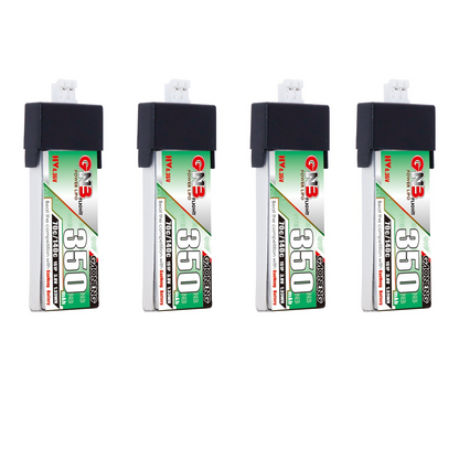 GAONENG GNB 350mAh 1S 3.8V LiHV LiPo battery with PH2.0 plug, 4-pack shown