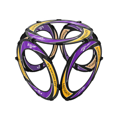 Flywoo FPV halo circle race gate made of fabric with black frame and purple/yellow Flywoo branding