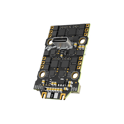 Flywoo GOKU F405 SE AIO flight controller with 4-in-1 ESC, USB-C port, and four mounting holes