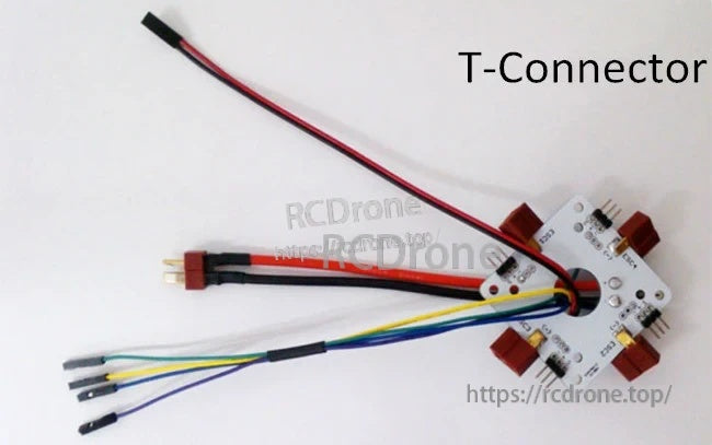 Hexacopter power distribution board kit with T-connector lead, 4" 14AWG battery cable and APM wiring