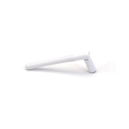 White FPV stick antenna with hinged right-angle connector, side view on white background