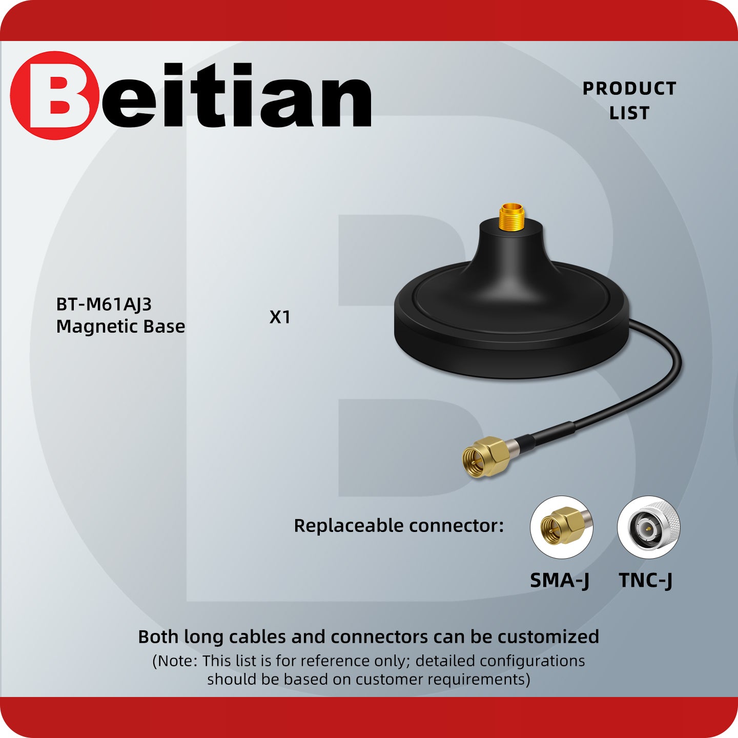 Beitian RTK GNSS Helixcal Antenna Helical Antenna with Magnetic Base SMA-J BT-M61AJ3