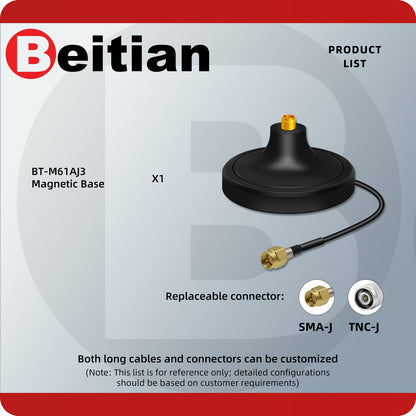 Beitian RTK GNSS Helixcal Antenna Helical Antenna with Magnetic Base SMA-J BT-M61AJ3