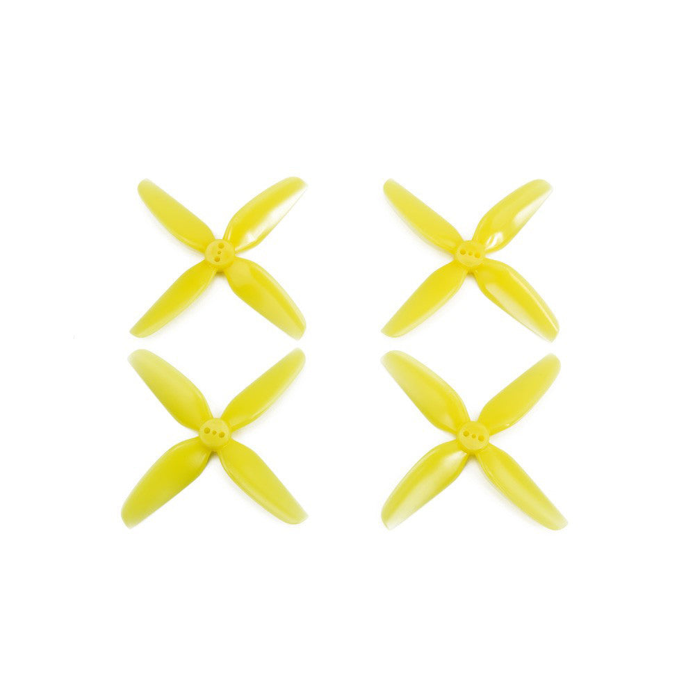 HQProp T3.1X3X4 Poly Carbonate Propeller, Set of four yellow HQProp T3.1X3X4 3.1-inch 4-blade polycarbonate drone propellers