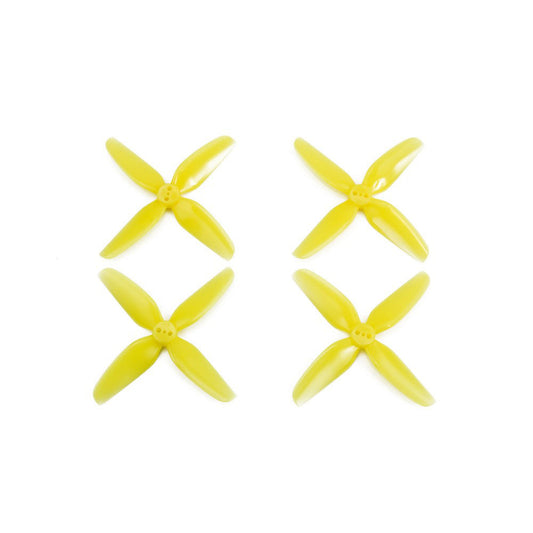 HQProp T3.1X3X4 Poly Carbonate Propeller, Set of four yellow HQProp T3.1X3X4 3.1-inch 4-blade polycarbonate drone propellers