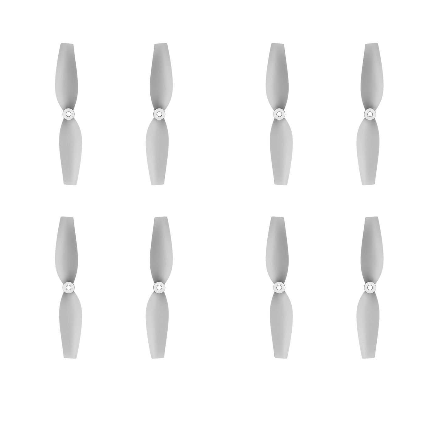 HQ 45MMX2 2-Blade Propeller, Set of eight HQ 45mm 2-blade propellers in light gray with round hubs, arranged on a white background