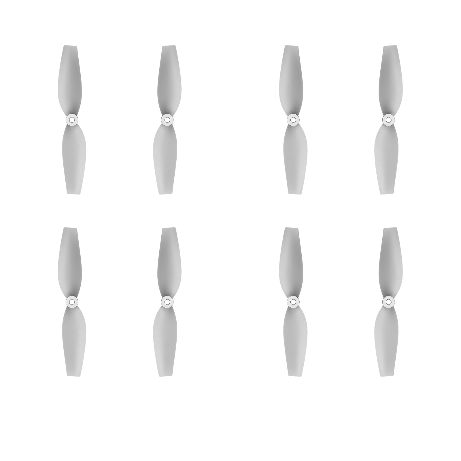 HQ 45MMX2 2-Blade Propeller, Set of eight HQ 45mm 2-blade propellers in light gray with round hubs, arranged on a white background