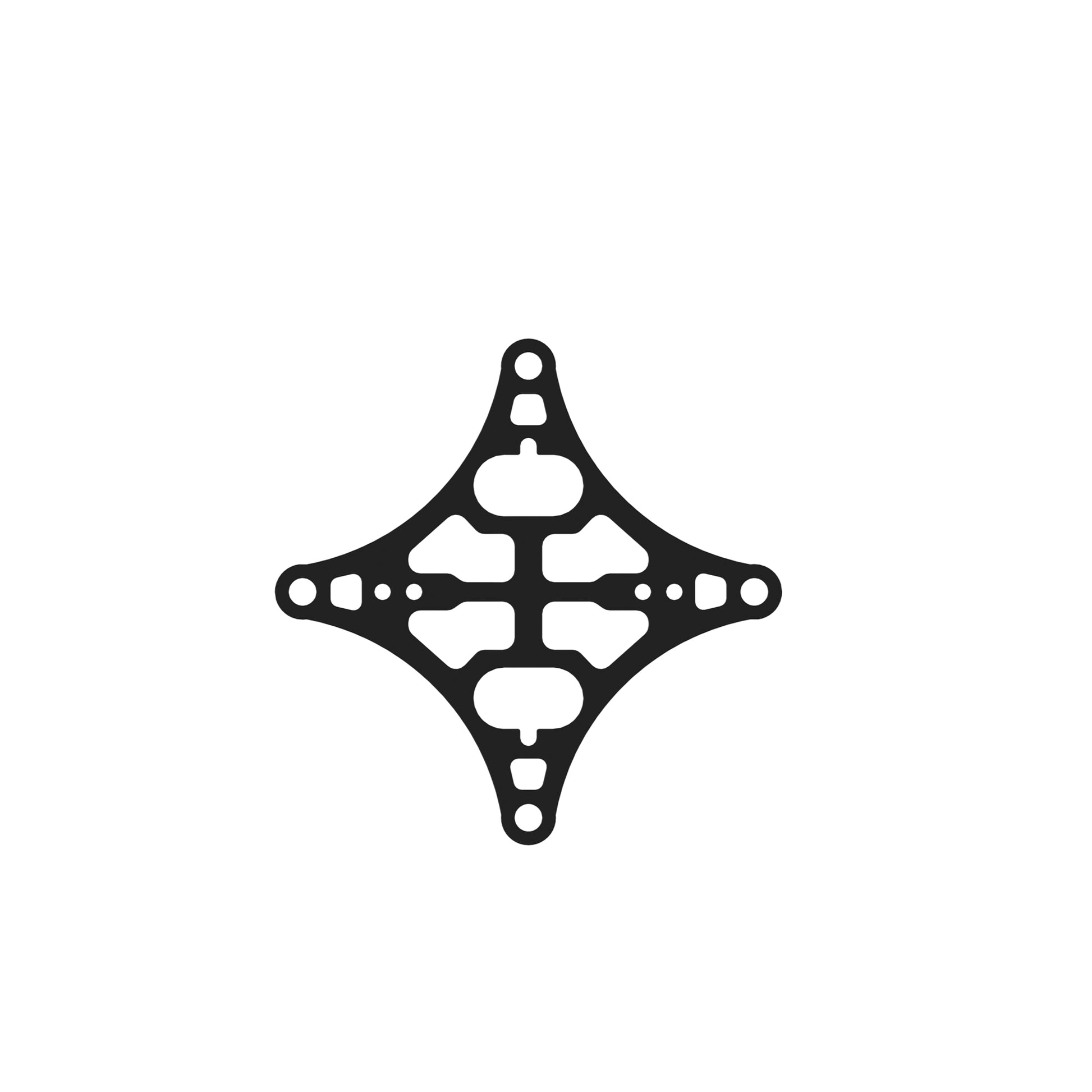 Flywoo O4 Air Unit CNC cooling plate for FlyLens 75/85 frames, black mounting plate with multiple cutouts