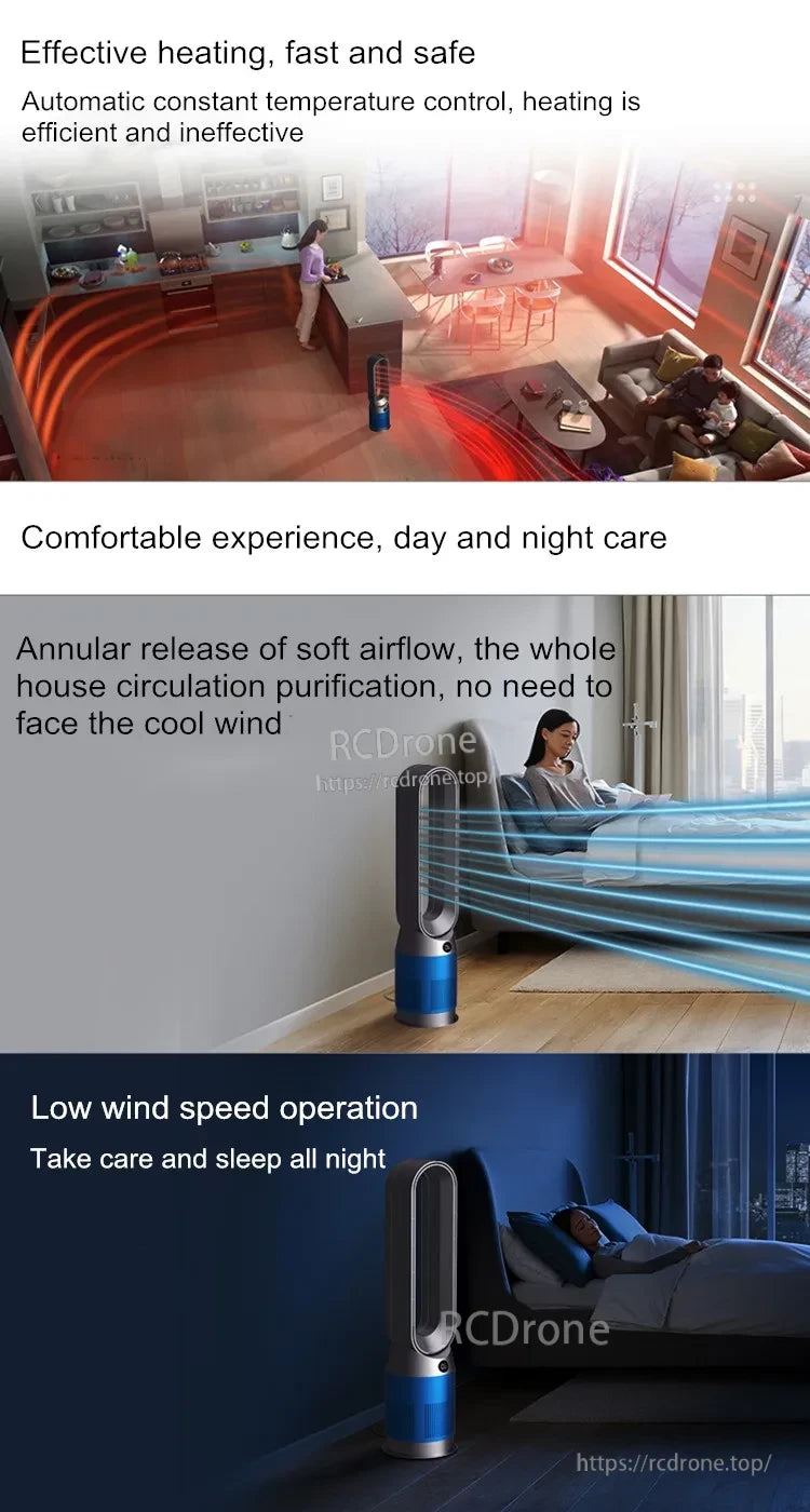 42 Inch 220V Bladeless Fan Dual-Purpose Cooling And Heating Home Silent Heater Quick Air Circulation And Purification Tower