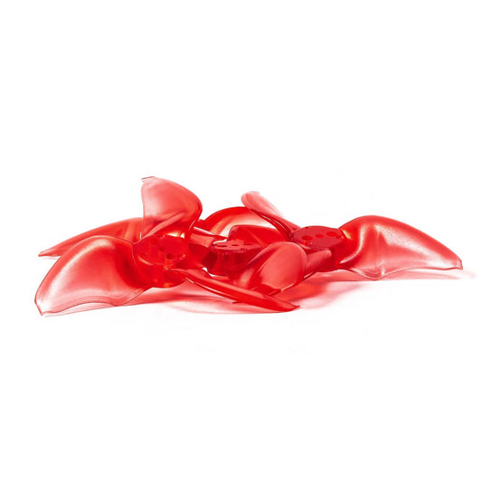 2 pairs Emax AVAN Blur 2 inch 3-blade propellers, translucent red set on white background