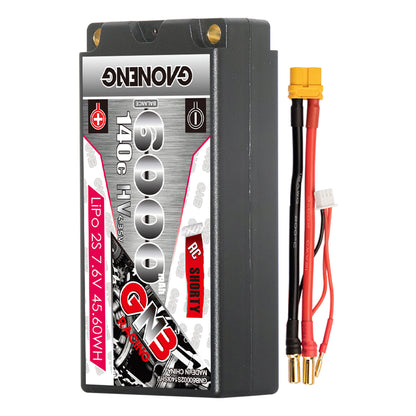 GAONENG GNB LiHV 2S 7.6V 6000mAh 140C shorty hard case LiPo battery with XT60 lead