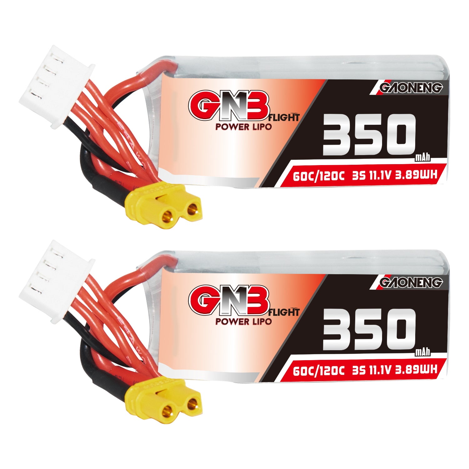 GAONENG GNB3503S60A 3S 11.1V 350mAh LiPo battery with XT30 plug and balance lead