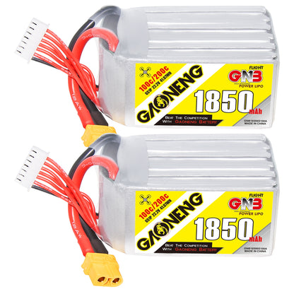 GAONENG GNB18506S100A 6S 1850mAh 100C graphene LiPo battery set with XT60 and balance lead