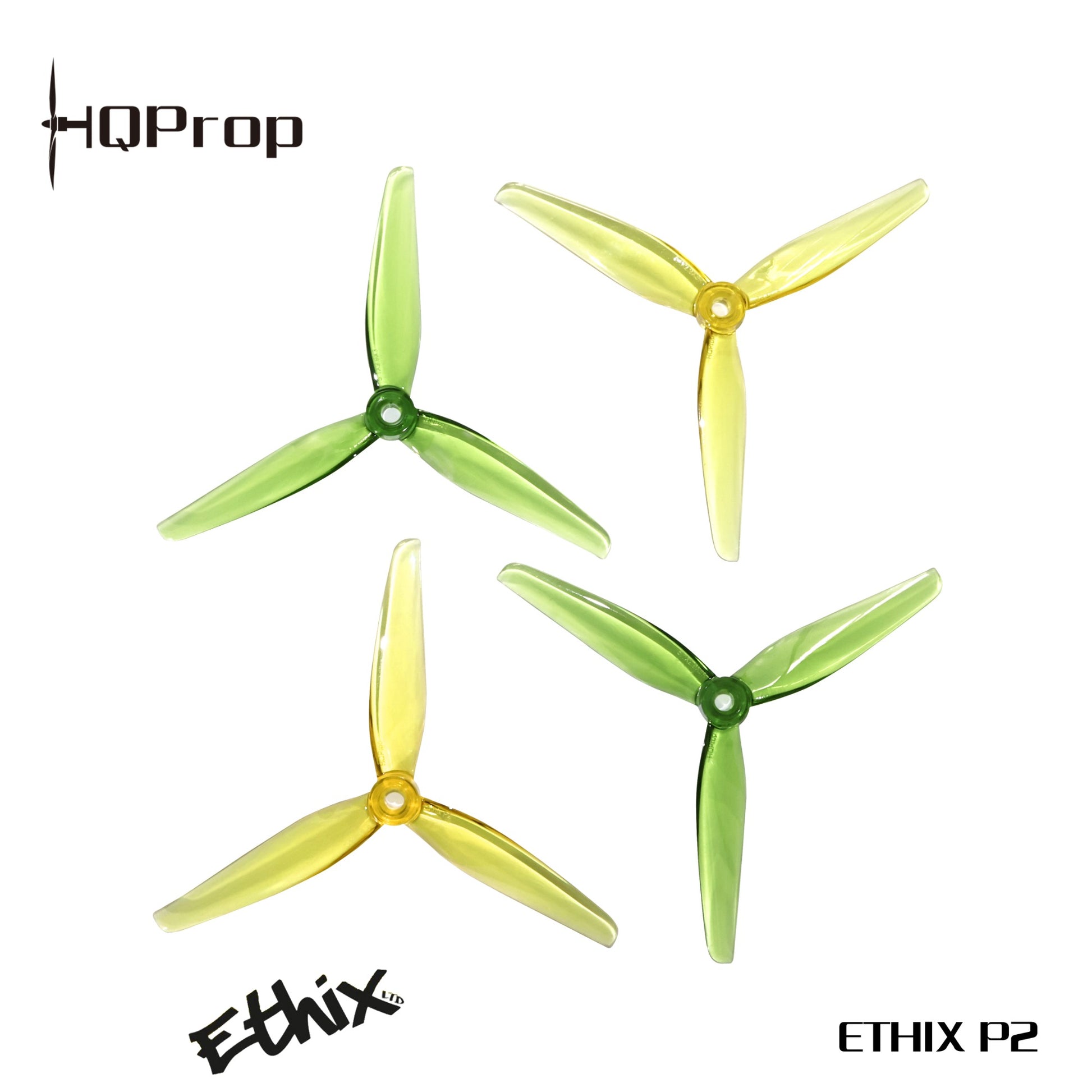 HQProp Ethix P2 Pickle Prop 5.1in 3-blade prop set with HQProp and Ethix P2 logos