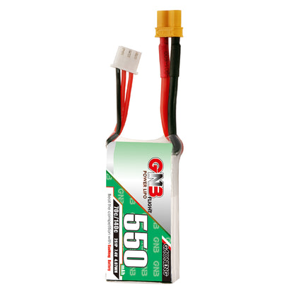 Single GNB 550mAh 2S LiPo battery standing upright with XT30 lead and balance plug