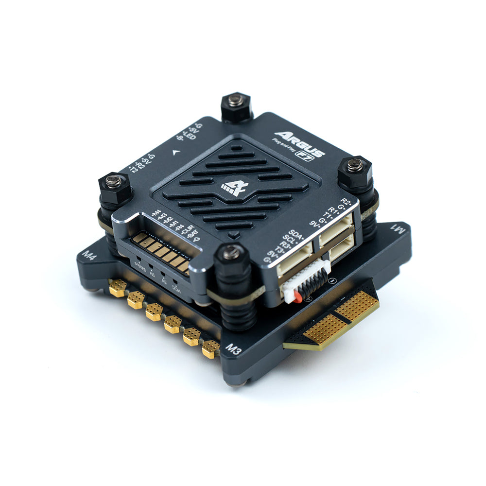 Axisflying Argus PRO Plug and Play STACK — F7 FC + 55A/65A BLHeli_32 ESC, IP54 aluminum cover, 30.5×30.5mm, dual BEC 5V/9V