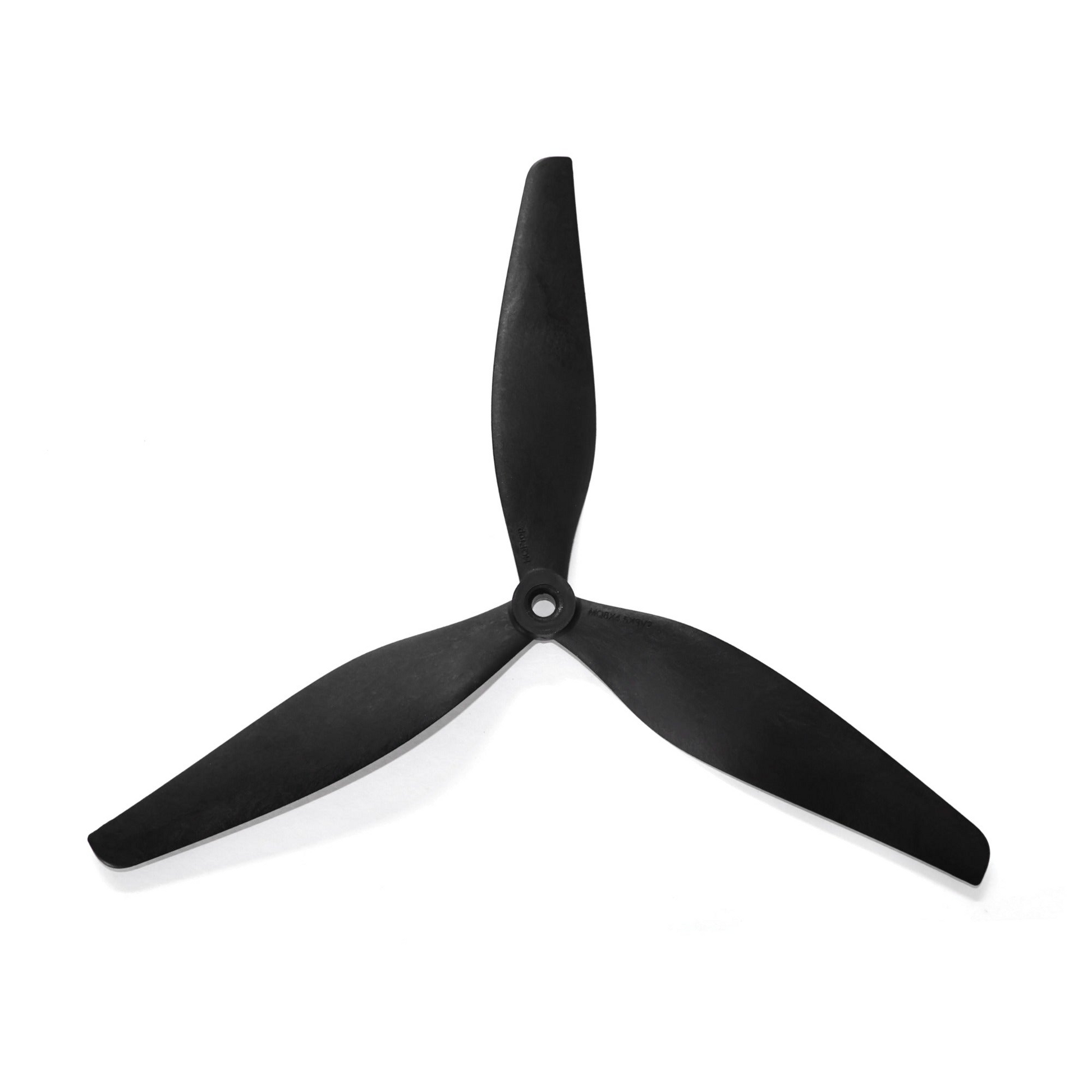 HQ MacroQuad Prop 8X4.5X3V2 8in 3-blade propeller, black tri-blade top view