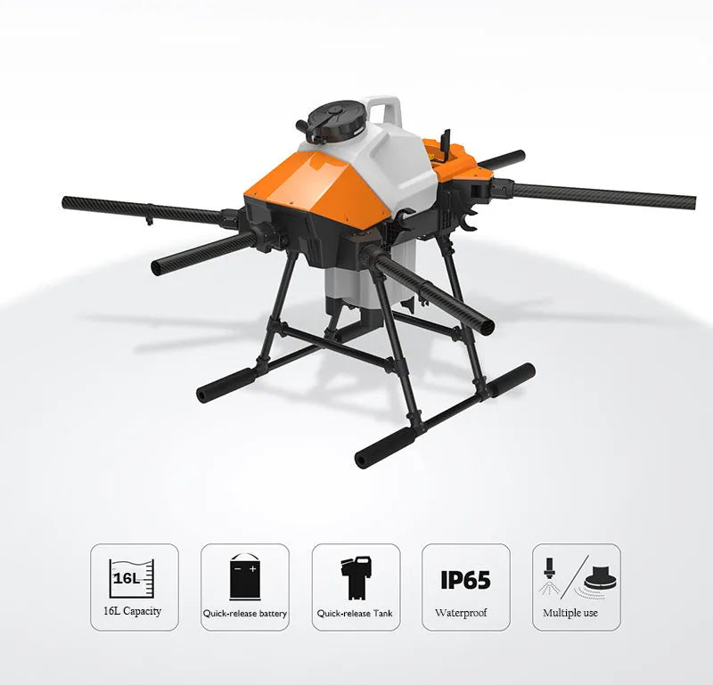 EFT G616 16L Agriculture Drone - 6 Axis 16kg 16L farming spraying system spreader sprayer drone compact with Hobbywing X8 JIYI K3A Pro FC, Skydroid T12 23 EFT G616 16L Agriculture Drone, 16L IP65 16L Capacity Quick-relense batcery Qu