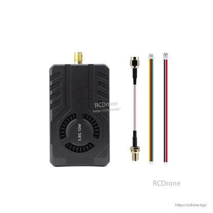 Package contents: VTX unit with coax pigtail adapter and wiring harness leads